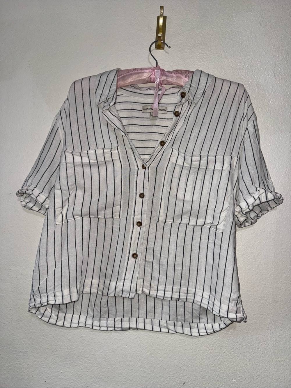 Alexandra Jordan White & Black Stripe Button-Down Shirt